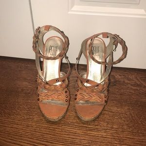 Pelle Moda Caramel Wedges